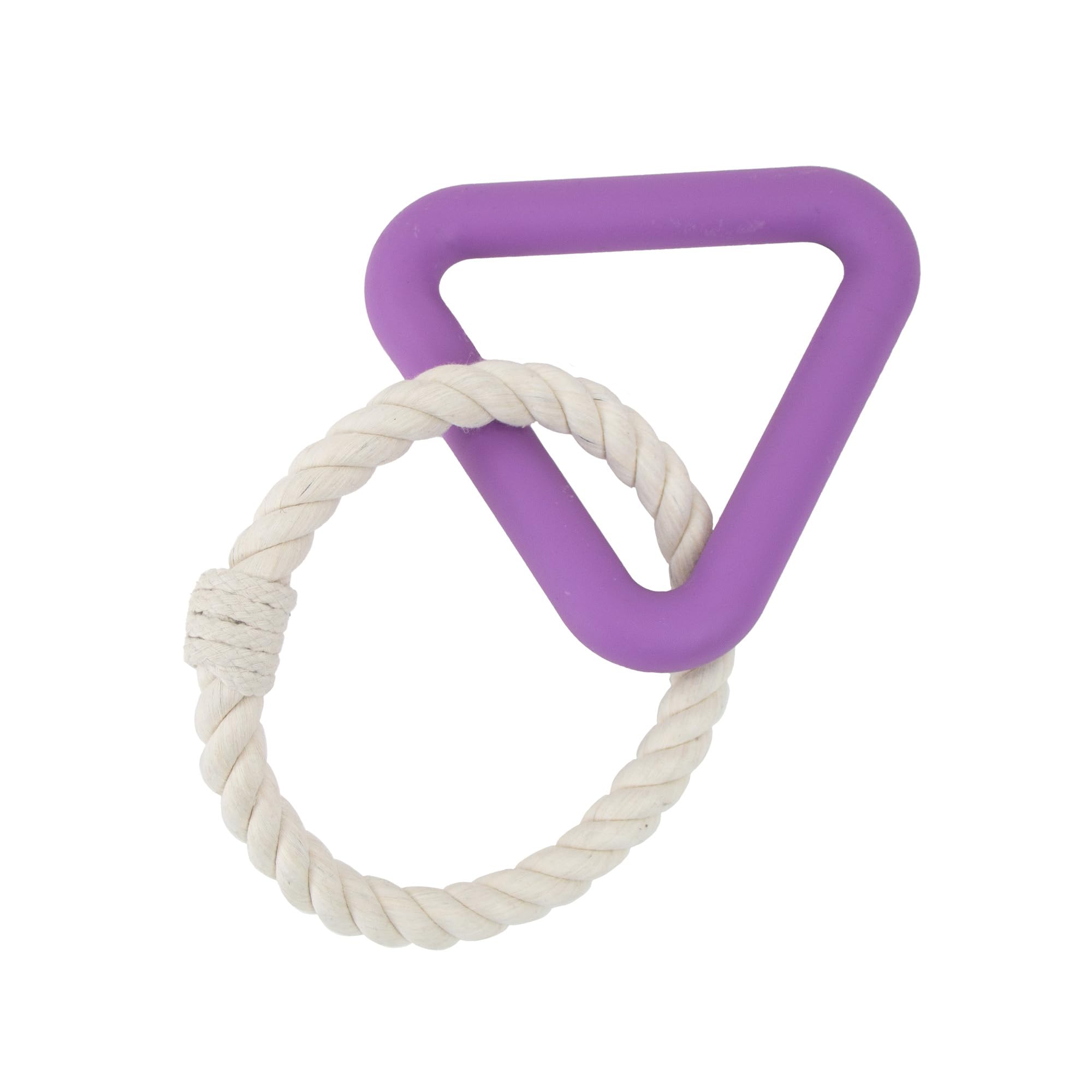 Ancol Playtime Natural Ropey Triangle Dog Toy - 26cm, Purple Cotton Rope Tug Toy, Great for Chewing & Interactive Play