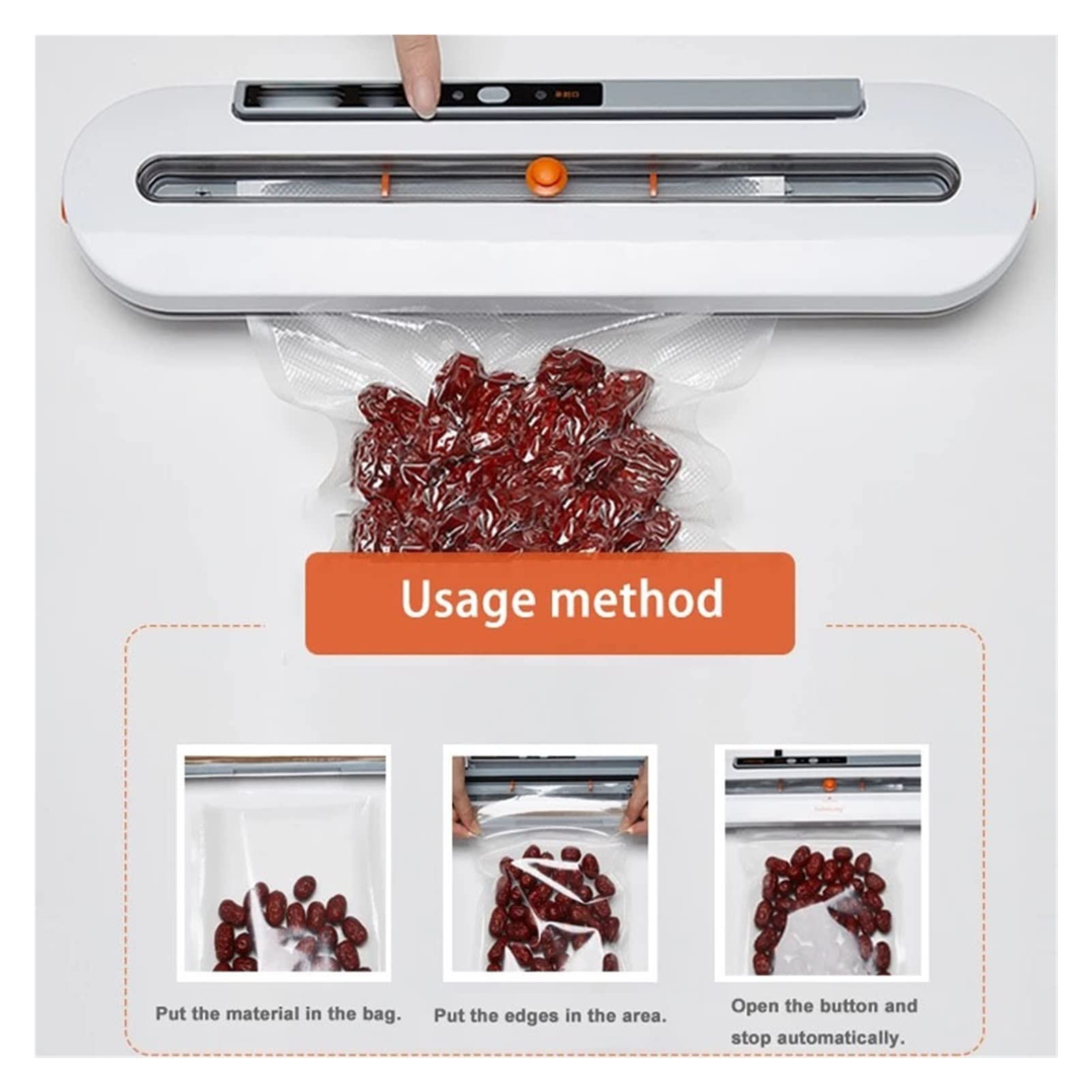 HMTE Scellant sous Vide 220V / 110V Machine de Conditionnement sous Vide Alimentaire Domestique Commerciale Automatique Comprenant 10 Sacs (Couleur: 6, Tension: 110V) (3 110V)