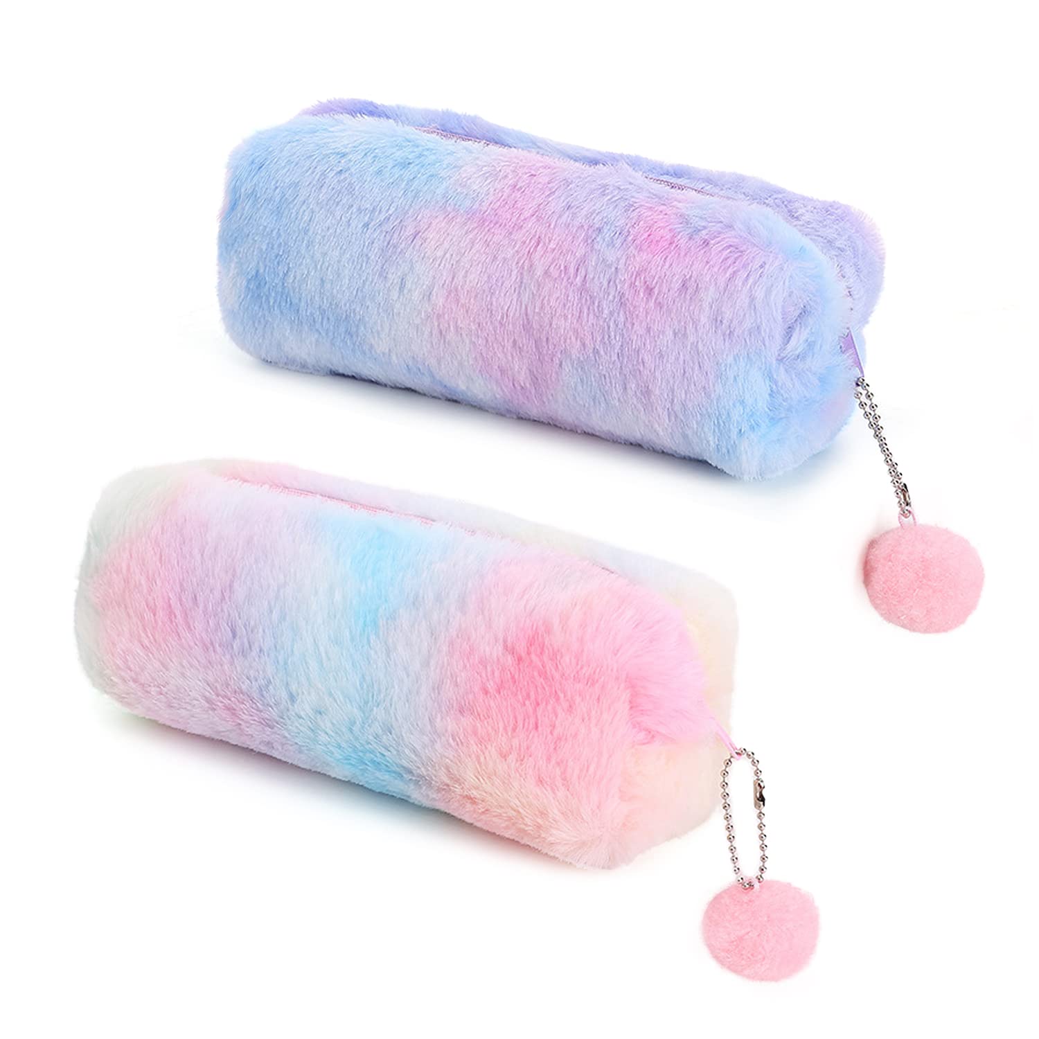 BetterJonny Set Di 2 Astucci In Peluche Morbido – Simpatico Design Panda E Arcobaleno – Dimensioni 22x10 Cm – Per Cancelleria, Trucchi E Regali Per Bambine - 4