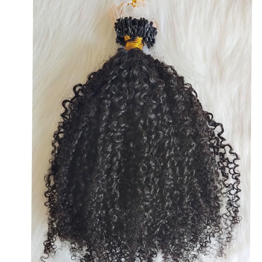 Micro Loop Human Hair Extensions 12 Inch 70g Afro Kinky Curly Virgin Hair Amazon.com : Afro Kinky Curly Micro Link Human Hair  main image 2