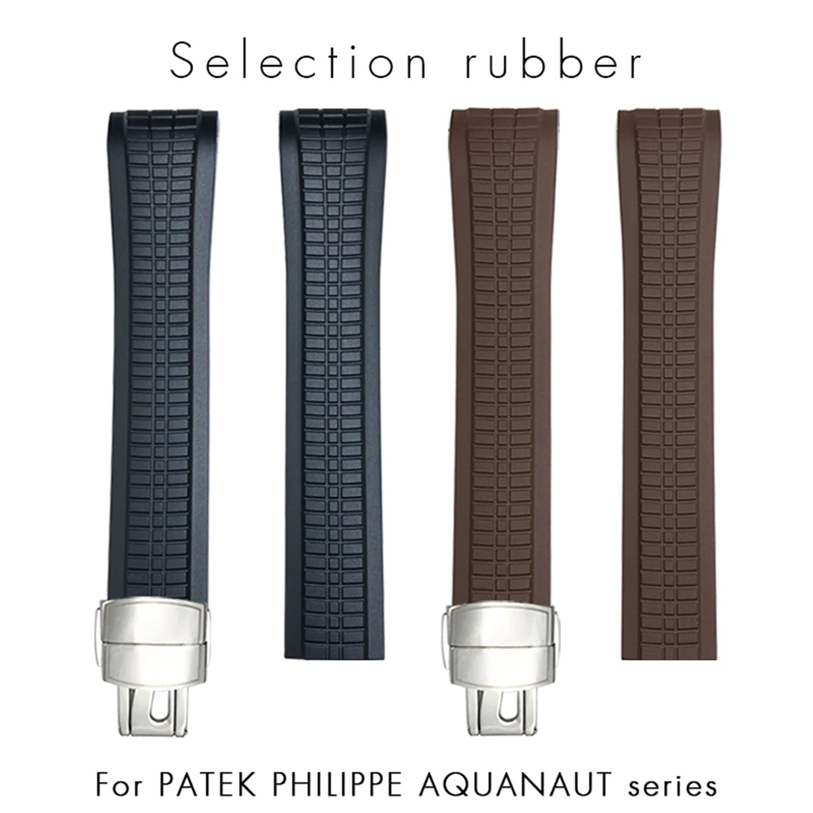 Kolorowe fluorowane gumowe paski do zegarków Patek Philippe 5164A 5167A seria AQUANAUT, klamra motylkowa, silikonowy pasek do zegarka 21 mm