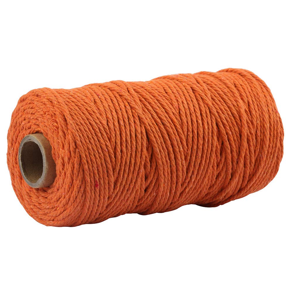 Zhiheng Orange 3Mmx100m Macrame Cotton Cord 4 Strand Twisted Twine Strings Rope For Wrapping Plant Hanger Knitting Tapestry Diy Home Craft (Orange)