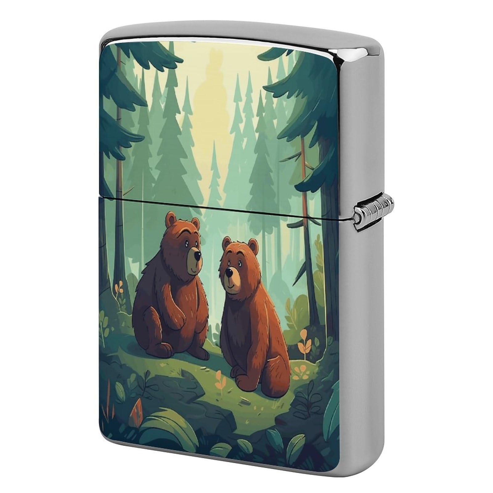 Btcowzrv Style Hand Drawn Bear Metal Lighter Case Sleeve Cover Holder
