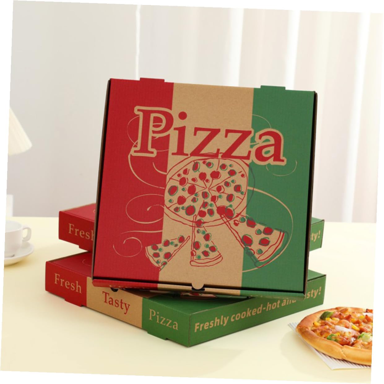 Mikinona 10 pezzi Pizza Carta Alimentare Contenitori per Asporto e Conservazione Pizze Resistente e Sicuro per Contatto Diretto con Alimenti