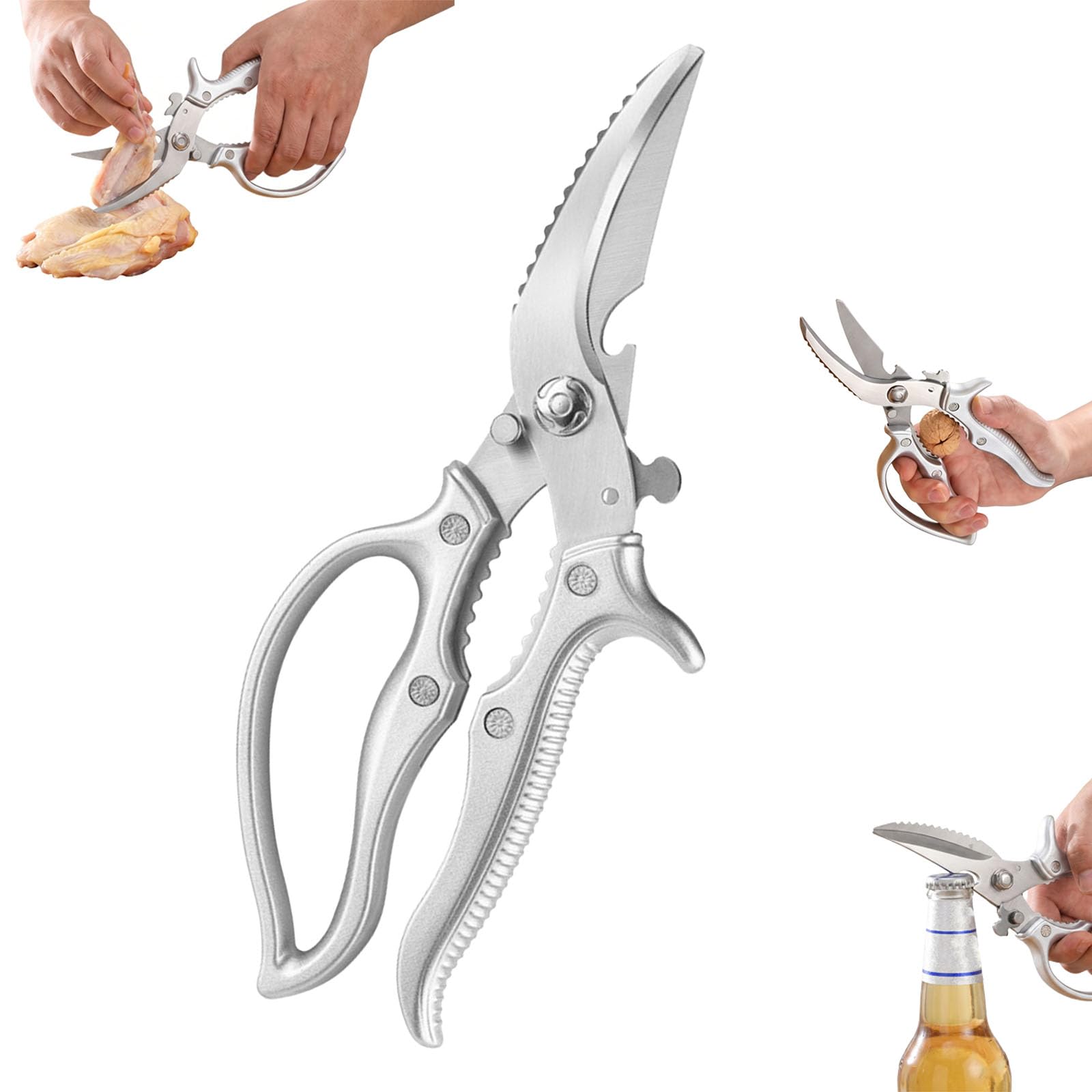 Multifunction Kitchen Shears Heavy Duty, Bone Cutting & Quail Egg Scissors, Meat Cutter for Food, Fish, Poultrys, Turkey, Gifts Women Men (1 pc)