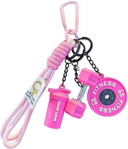 Pmeixcy Colorful Fitness Keychain Set - Silicone Dumbbell/Kettlebell Charm, Metal Clasp, Motivational Gym Bag Accessory, W