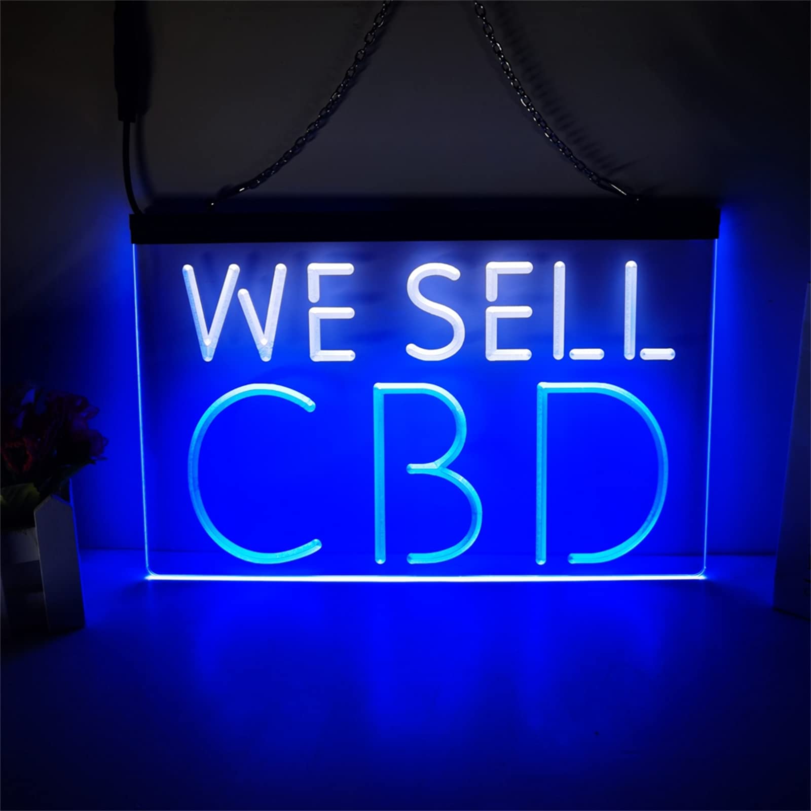 FINOTI CBD Neon Sign CBD 2 Color Display LED Neon Sign Motorcycle Club Bar Hotel Game Hall Cafe Ambience Decoration Home Decoration Bedroom Wall With Chain,H,15.7"x11.8"
