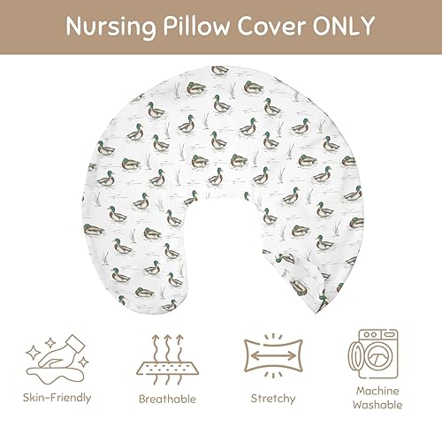 Miniatura 9 de Fundas de almohada de lactancia de patos de caza, fundas de almohada vintage de pato de malardo, estanque de hojas de pato y estanque, fundas de