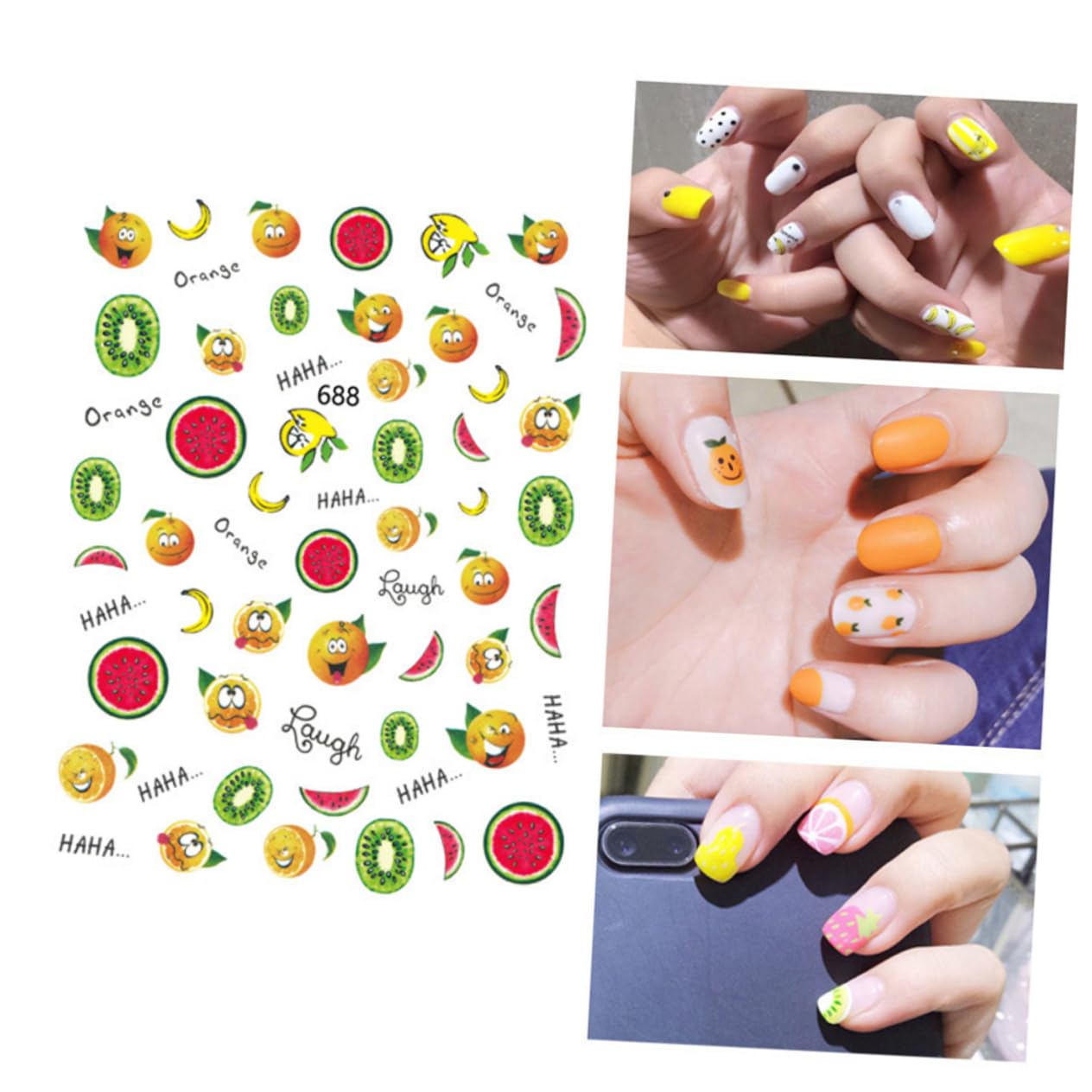 3 Set Adesivi Per Unghie Design Frutta Decorazioni Manicure Facili Applicare Per Donne E Ragazze Per Feste E Speciali 12 Fogli*3