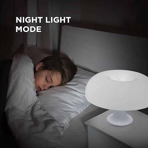 Miniatura 6 de Lámpara de mesa con forma de hongo blanco, lámpara de mesa retro regulable, 3 temperaturas de luz, control remoto, lámpara LED de los años 70 en