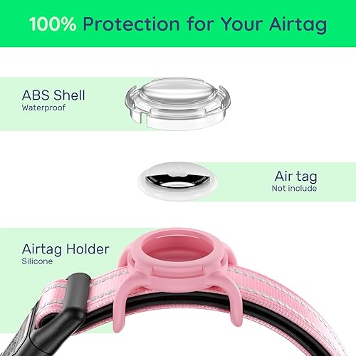 Miniatura 43 de Collar para perro Airtag con código QR, collar reflectante con soporte para Airtag, acolchado suave y hebilla de bloqueo de seguridad, collar Negro