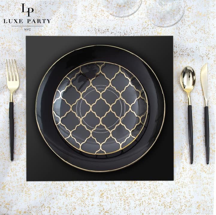 Miniatura 3 de LUXE PARTY Paquete de 12 placas de carga de espejo cuadrado  Ligero  Vajilla decorativa  Cena  Boda  Eventos  Configuración de mesa  Negro