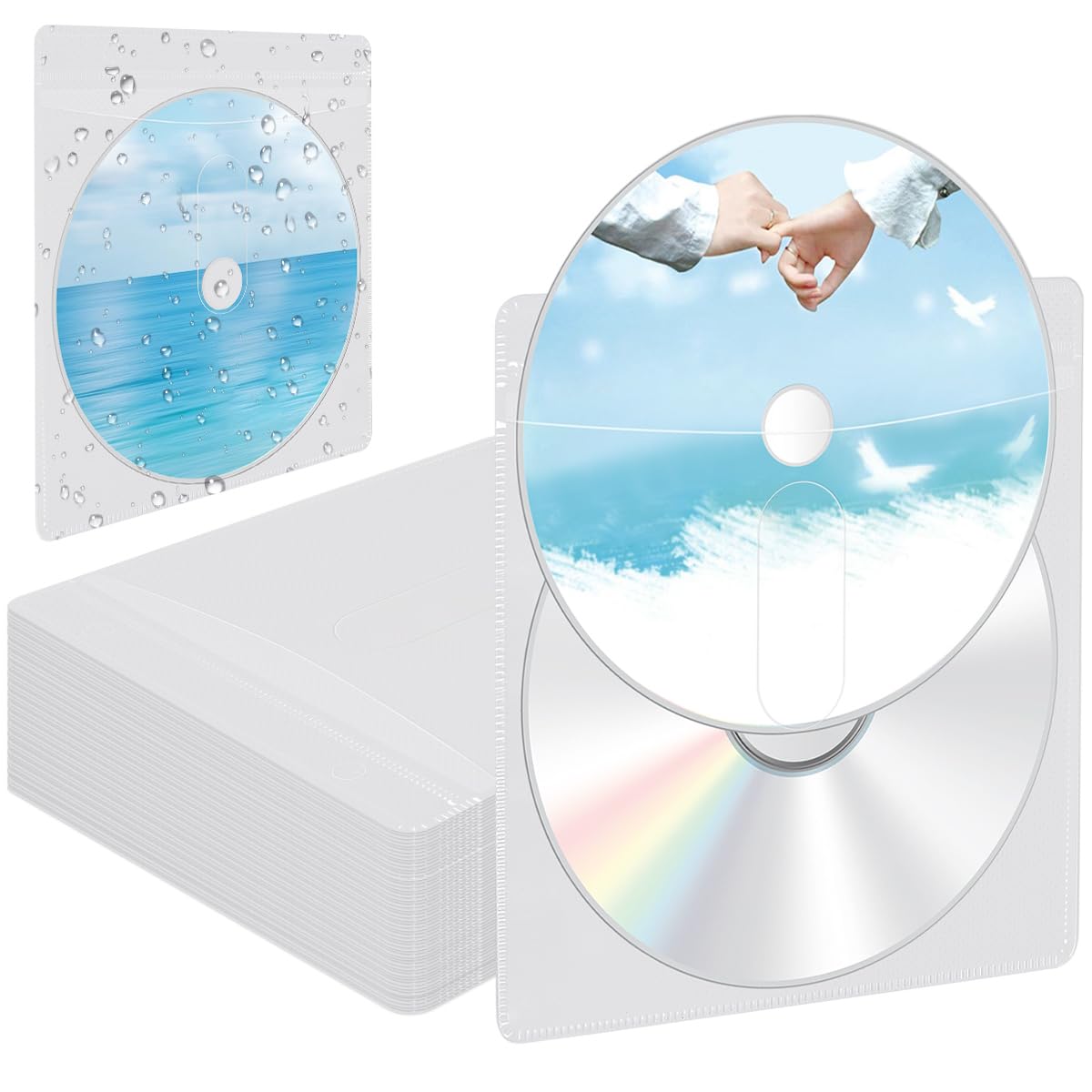 Olrwslg 100 Pcs Inner Record Sleeves, 5.5Inch Anti Static Record Sleeves Clear Protective Storage Sleeves Round Cd Inner Sleeves Plastic Record Storage Covers Album Record For Single Double Lps