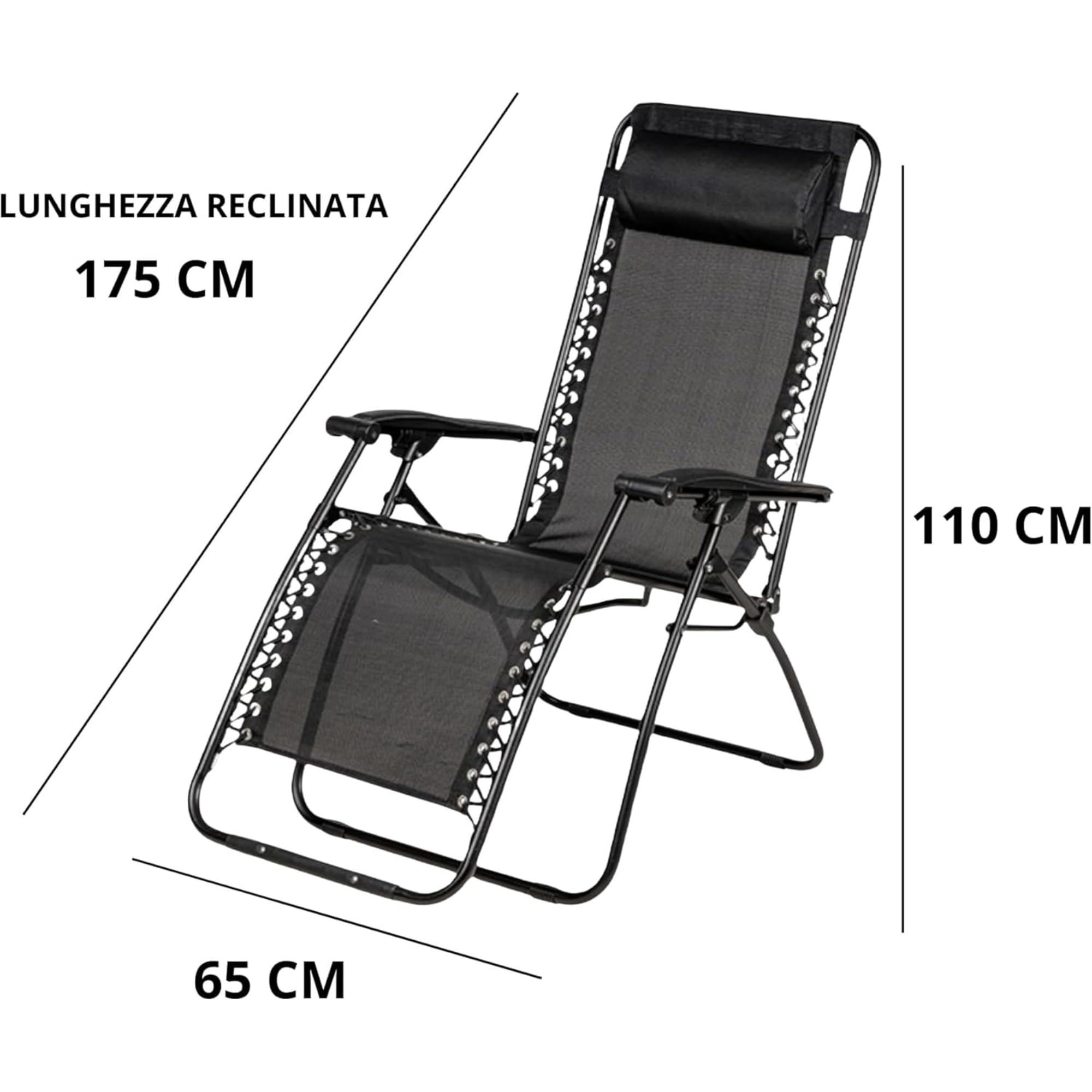 SUNNY STAR Sedia Anatomica 115x65x90cm NERO