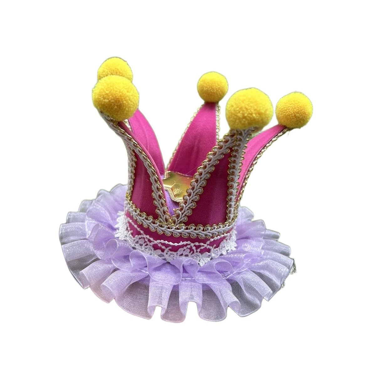 BPURB Women Lolita Circus Clown Hat Jester Mini Top Hat Halloween Costume Headband for Carnival Cosplay Party