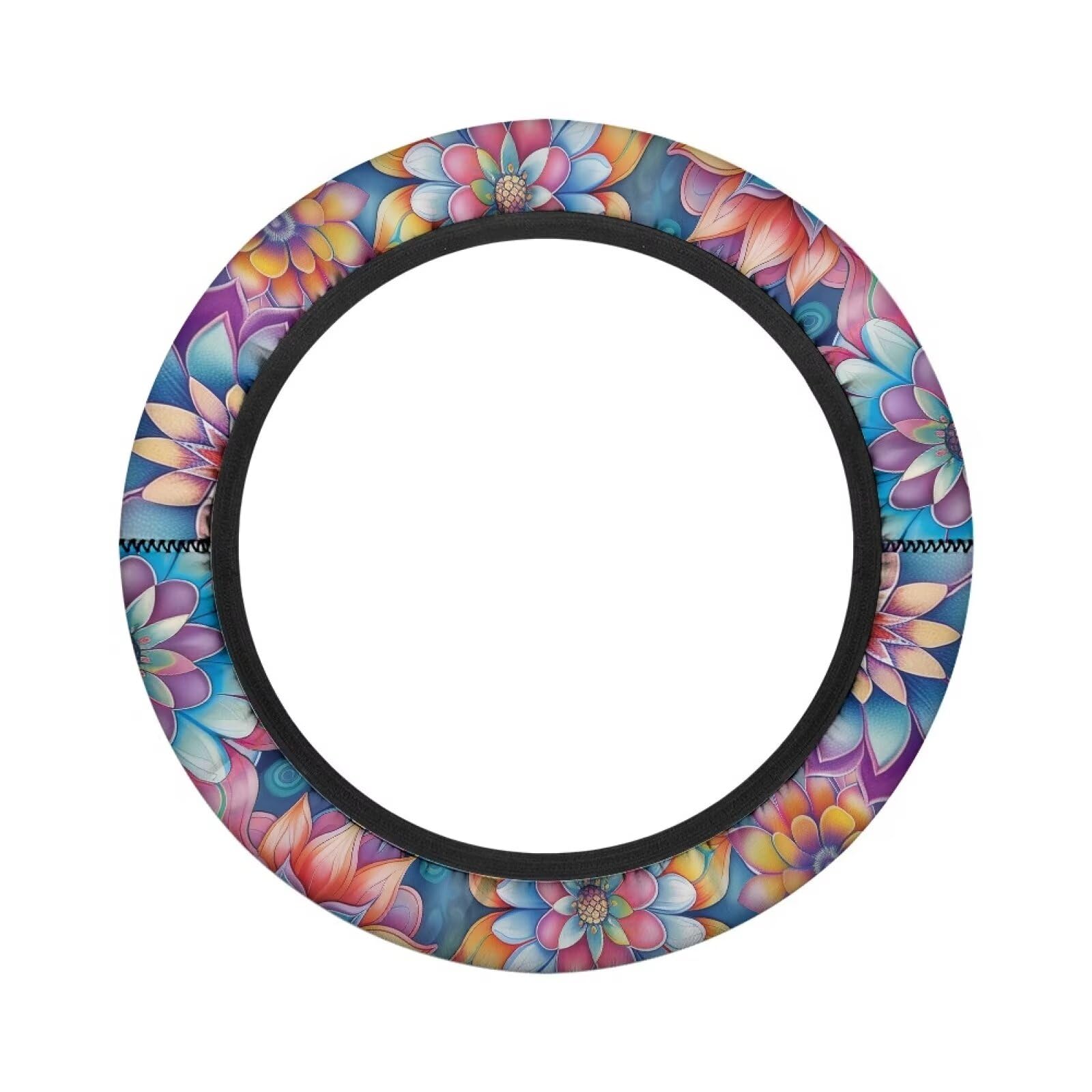 Boatee Boho Flower Golf Cart Steering Wheel Covers Universal Steering Wheel Cover 14 Inch Non-Slip Golf Cart Wheel Cover Comfortable Steering Wheel Protector for Club Car Blue