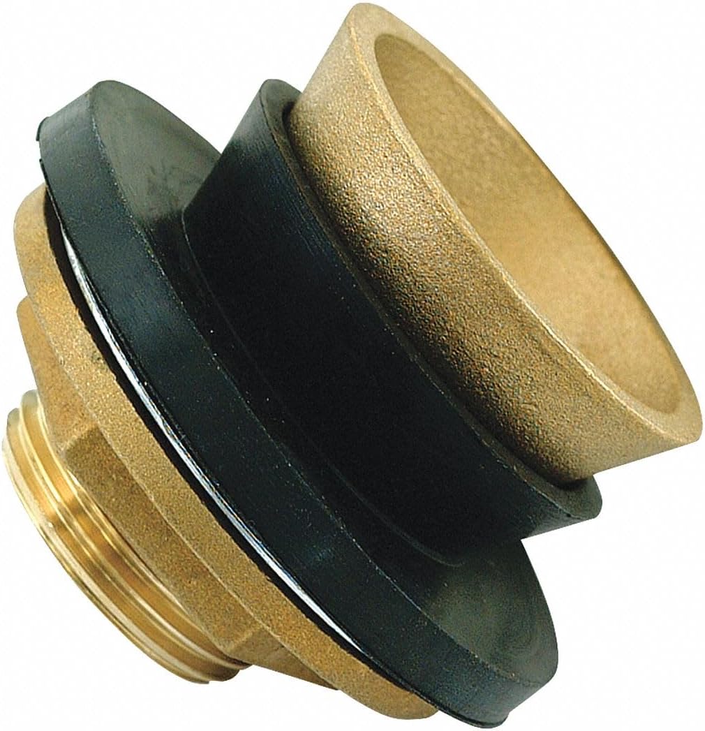 Closet Spud: Fits EZ-FLO Brand, For Universal Fit, 1 in x 3/4 Size, Brass/Metal/Rubber, 40131, 60JH95