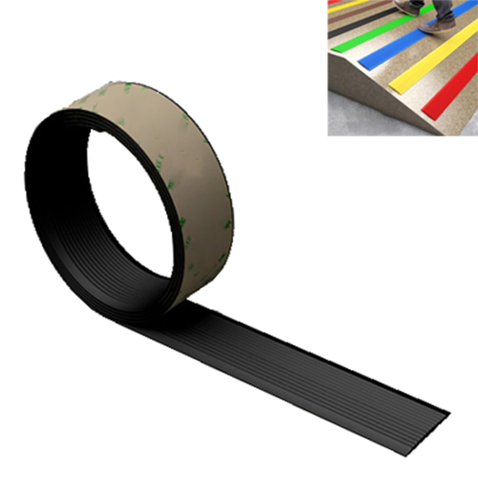 Tira antideslizante para peldaños de madera, autoadhesiva, de goma, fácil instalación, color negro, 11 m
