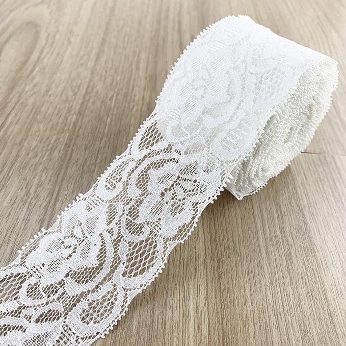 Bhavya Enterprises Net Embroidered, Applique, Fabric Lace and Borders for Craft, Decor, Dresses, Sarees, Skirts, Bags, White, Length: 2.5 Yards, Width: 1.5 inch-picture-13