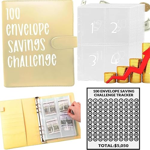 Miniatura 6 de Carpeta de desafío de 100 días, forma fácil y divertida de ahorrar $5,050, carpeta de presupuesto con sobres de efectivo, libro planificador de