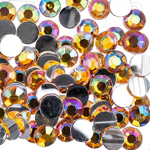John Bead 1000 Pieces 8mm (SS39), Gold AB, Acrylic Round Flat Back Rhinestones for Jewelry Making, DIY Crafts, Nail Art, Face Makeup, Clothes