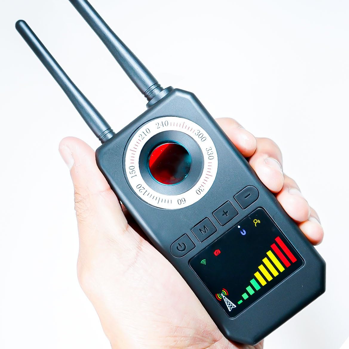 Detector Profesional para Dispositivos Espía, Micrófonos Ocultos, Cámaras y Localizadores GPS – Portátil de Alta Sensibilidad para Detectar Señales Inalámbricas, Interceptores GSM WIFI GPS (AK)
