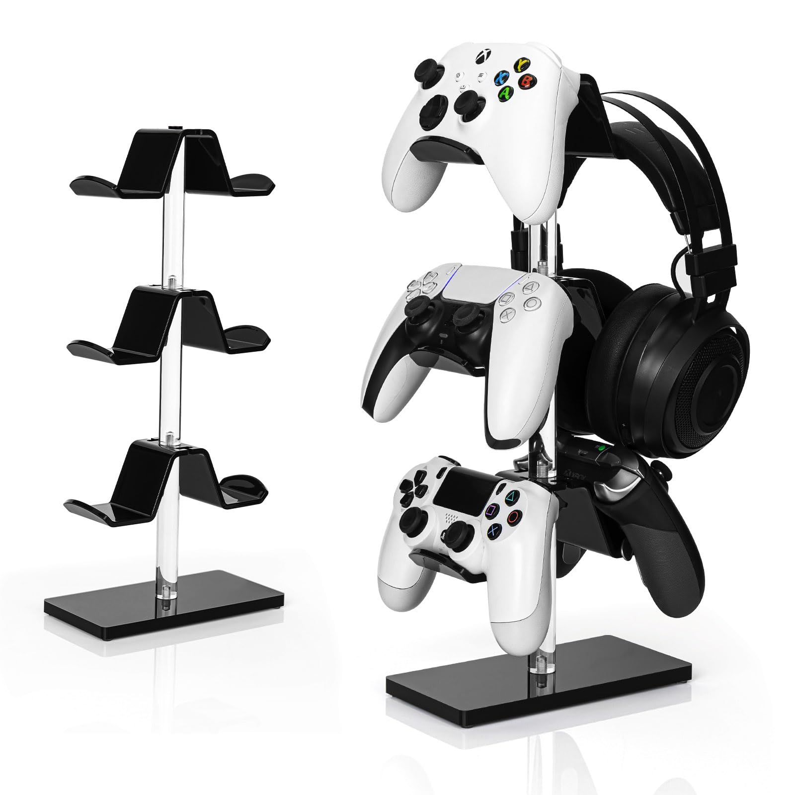 3 Tier Game Controller Holder And Headset Stand Compatible For PS4 PS5 Xbox Switch, Controller Stand Gaming Accessories,Clear - View #2