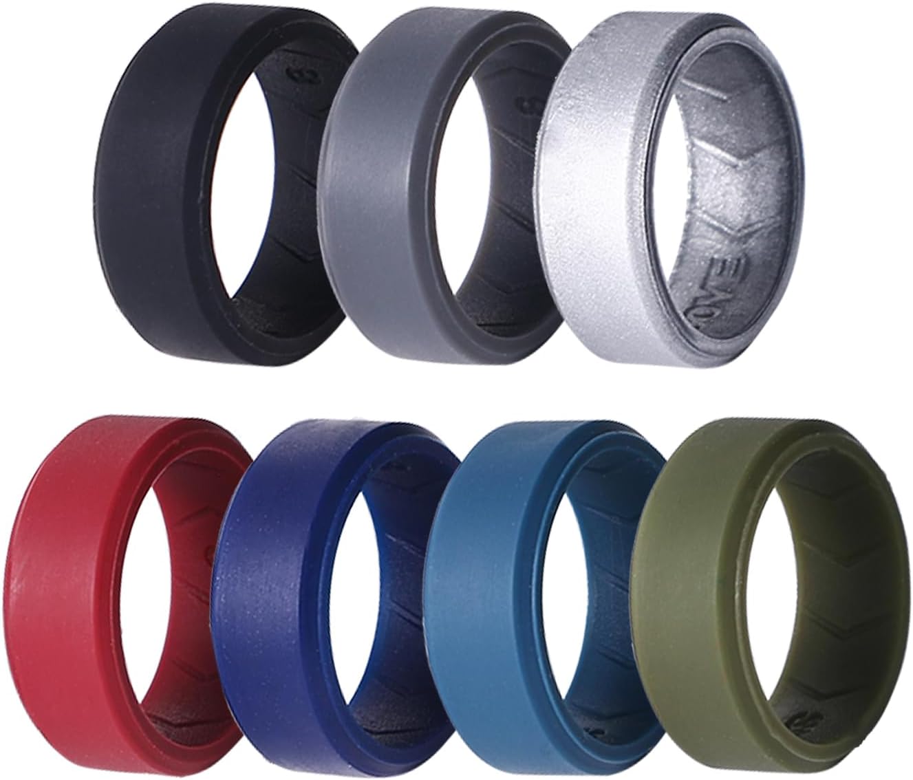 Aroncent Men's Silicone Fitness Ring: Rubber Wedding Ring for Sports, Sweat-Resistant, Breathable Sports Ring, Fitness Ring for Training, Outdoor, Gift for Men, 7 Colours Set