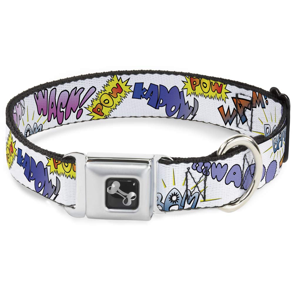 Collier pour chien blanc pastel à motifs os et boucle en nylon réglable 38 cm