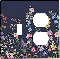 Vista 116 de Placa Cubierta de Interruptor de Luz de Palanca Individual con Diseño de Flor Botánica en Tablero de Madera Rústico Estilo Granja - Placa de Pared