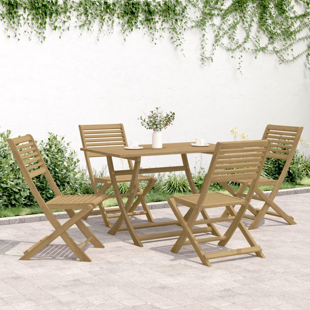 Conjunto de comedor de jardín de acacia, 110 x 55 x 75 cm, plegable, combinación de mesa y silla, muebles de terraza robustos para balcón, jardín, salón al aire libre