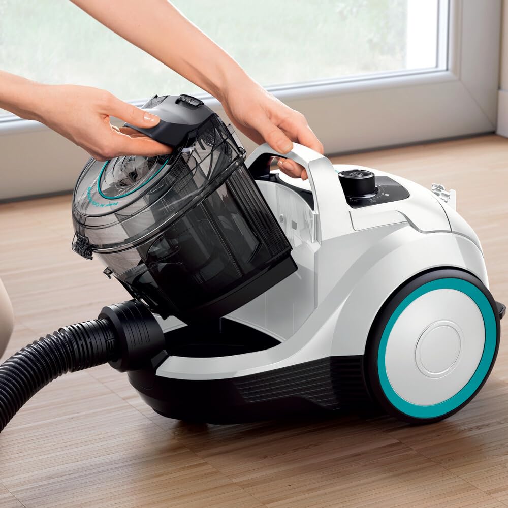 Bosch Electroménager Série 4, BGC21HYG1, aspirateur traîneau sans Sac Pro Hygiène, Filtre hygiénique UltraAllergie, Puissant et Compact, 550 Watts, Accessoire pour Matelas Inclus, Blanc