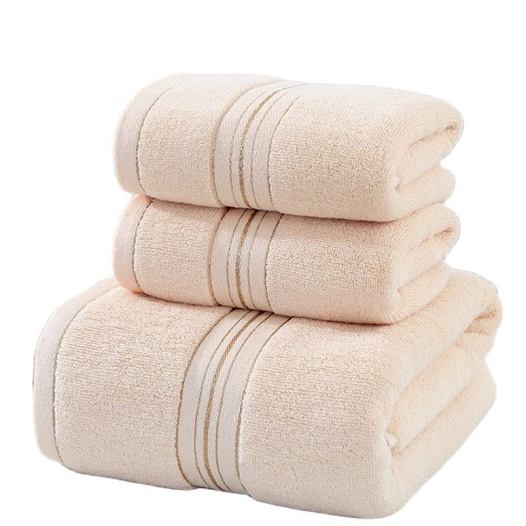 Golden Silken Design Cotton Towel Set Khaki Big Shower Towels for Men Women Home Face Hand Towel Color