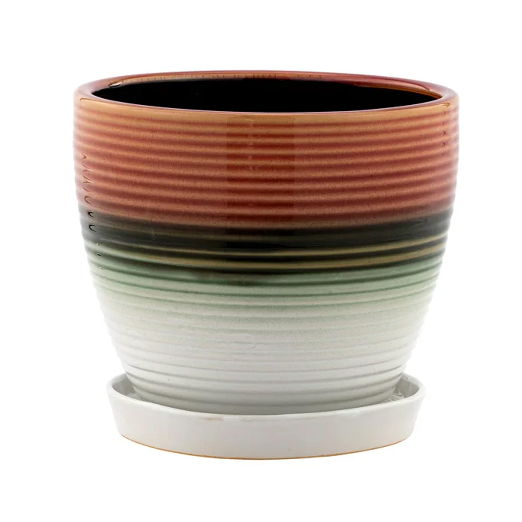 Napco Imports Lrg Tri Color Pink/Green Pot w/Scr' for ASIN 'B0BL83932G