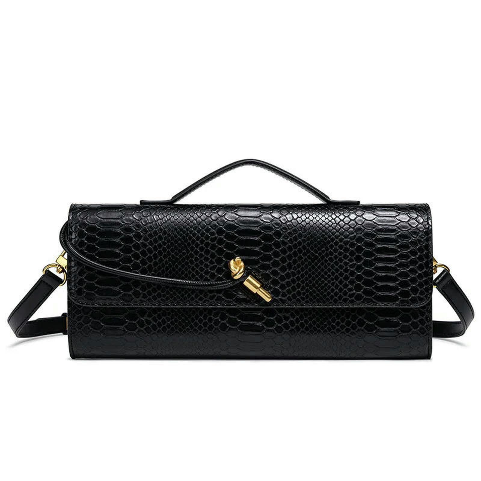 Borsa a Mano Donna Orizzontale da Donna, Pochette Versatile, Feste Serali, Tracolla Spalla, Fisarmonica-Rosso Scuro
