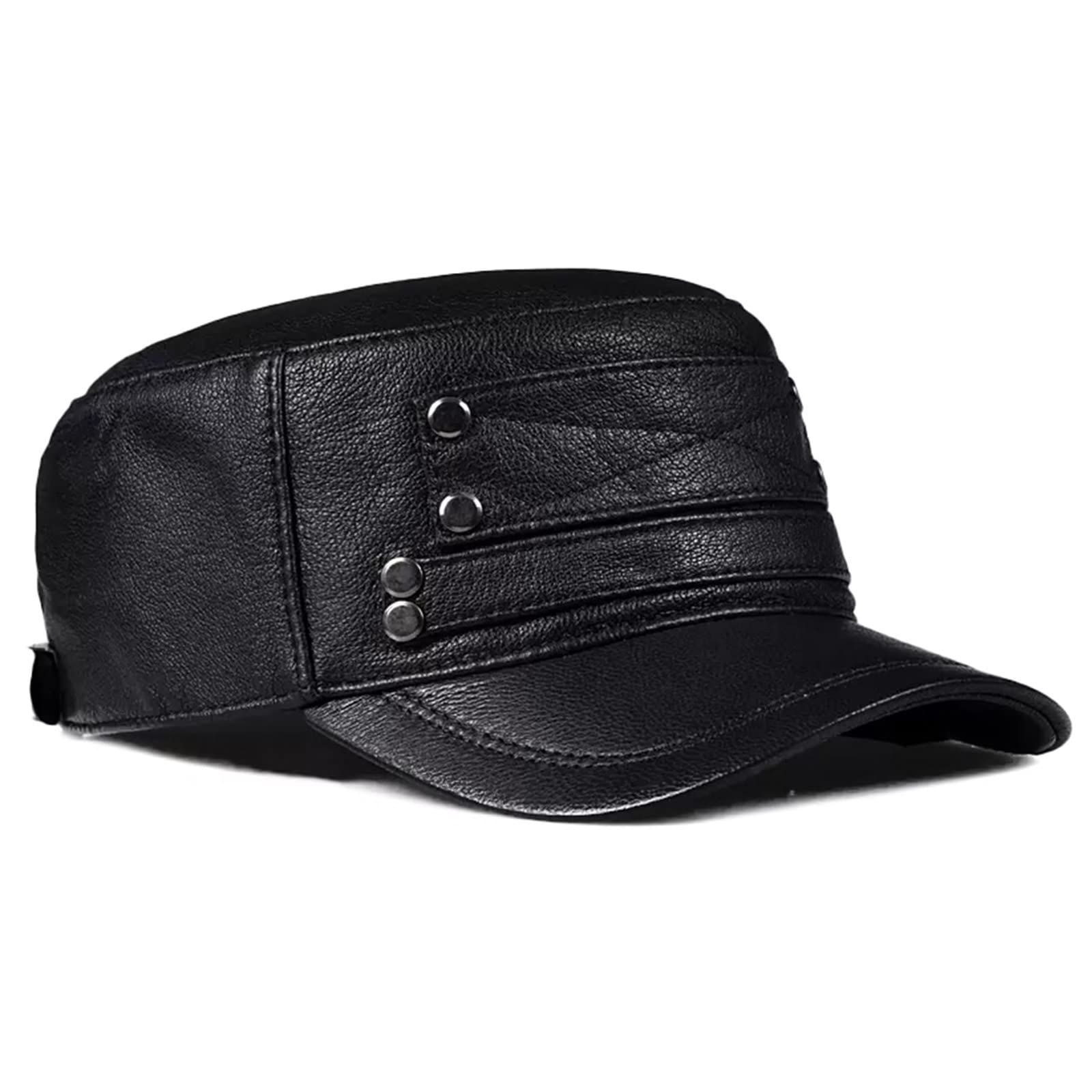 DongBao Uomo Cappello Militare Classico Visiera Cappello in Pelle da Baseball Stile Vintage,Regolabile