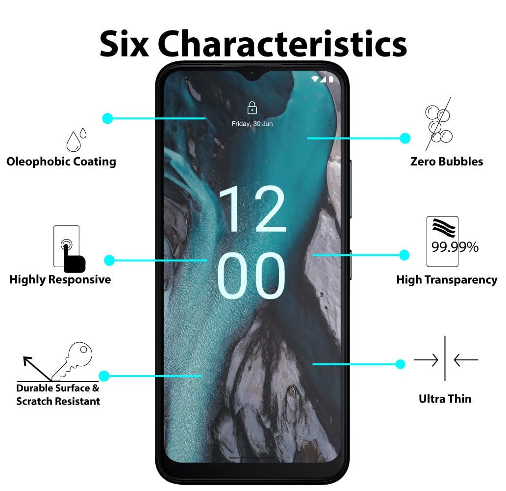 Al-HuTrusHi Screen protector compatible with Nokia C32/Nokia C22 /Nokia G22 Screen Protector Tempered Glass [HD Full Coverage][Easy Installation][Touch Sensitive][ Anti-Shatter]