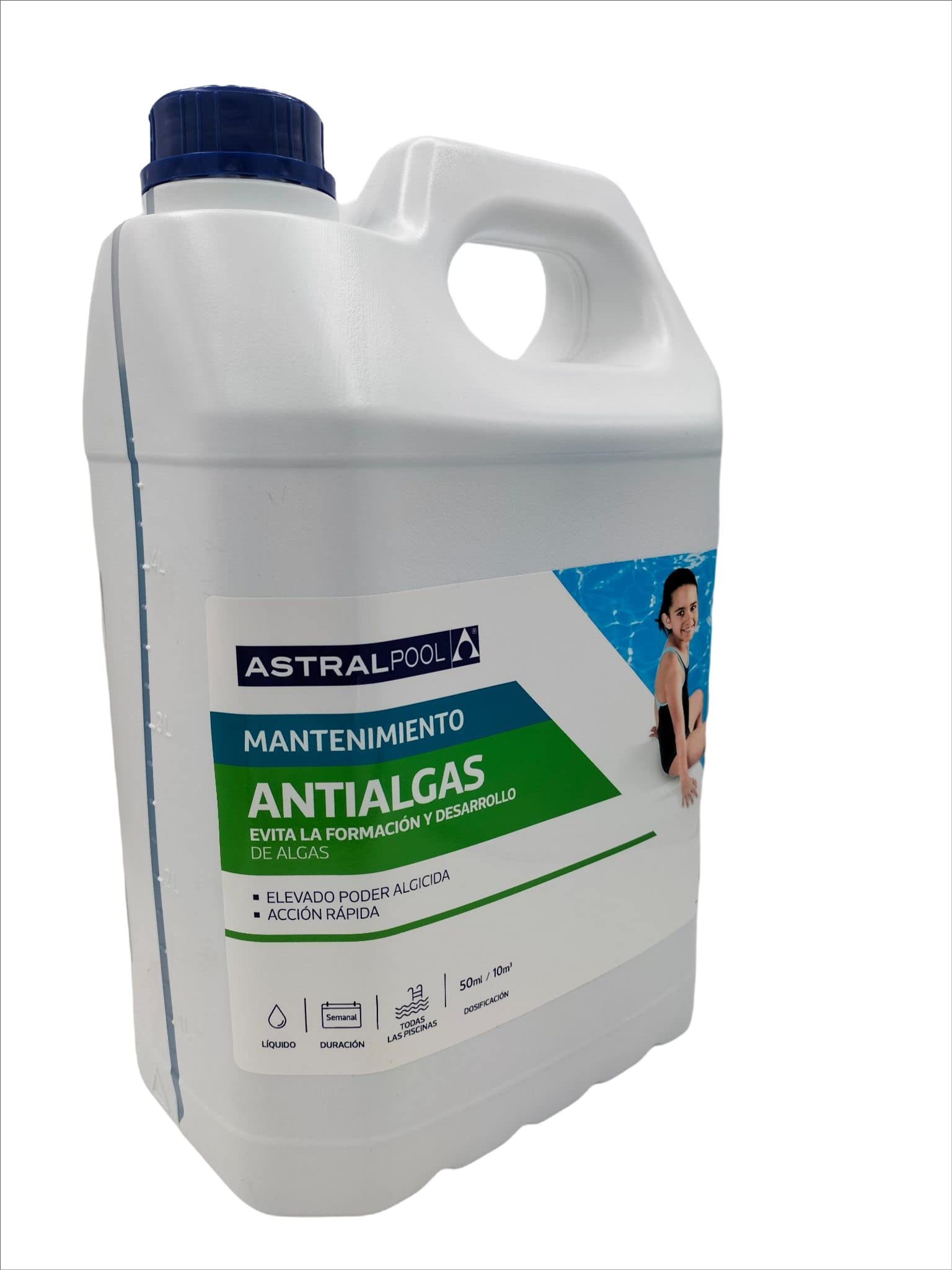 1 Unidad 11417 | Garrafa 5 litros Antialgas | ACCIÓN RÁPIDA | Mantenimiento de Piscinas | Elimina Todo Tipo DE Algas | Algicida
