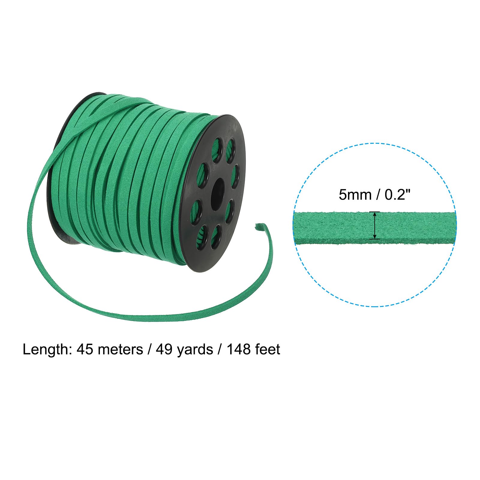 PATIKIL Suede Leather Cord 5 mm 50 Yard, Faux Suede Cord Flat Leather String with Roll Spool for Necklace Bracelet Beading Jewelry Making, Green - Image 2