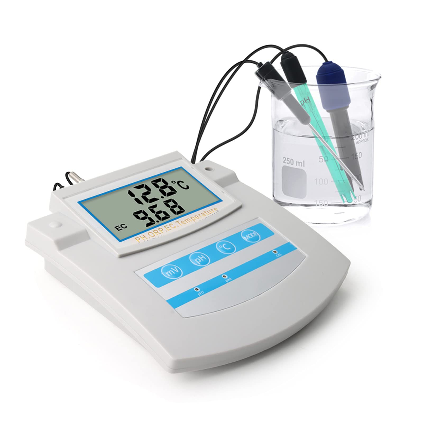 Monitor de Calidad del Agua 6 en 1 PH ORP TDS EC CF Medidor de probador de Temperatura de sobremesa, Pantalla LCD, para Piscina, Acuario, Laboratorio