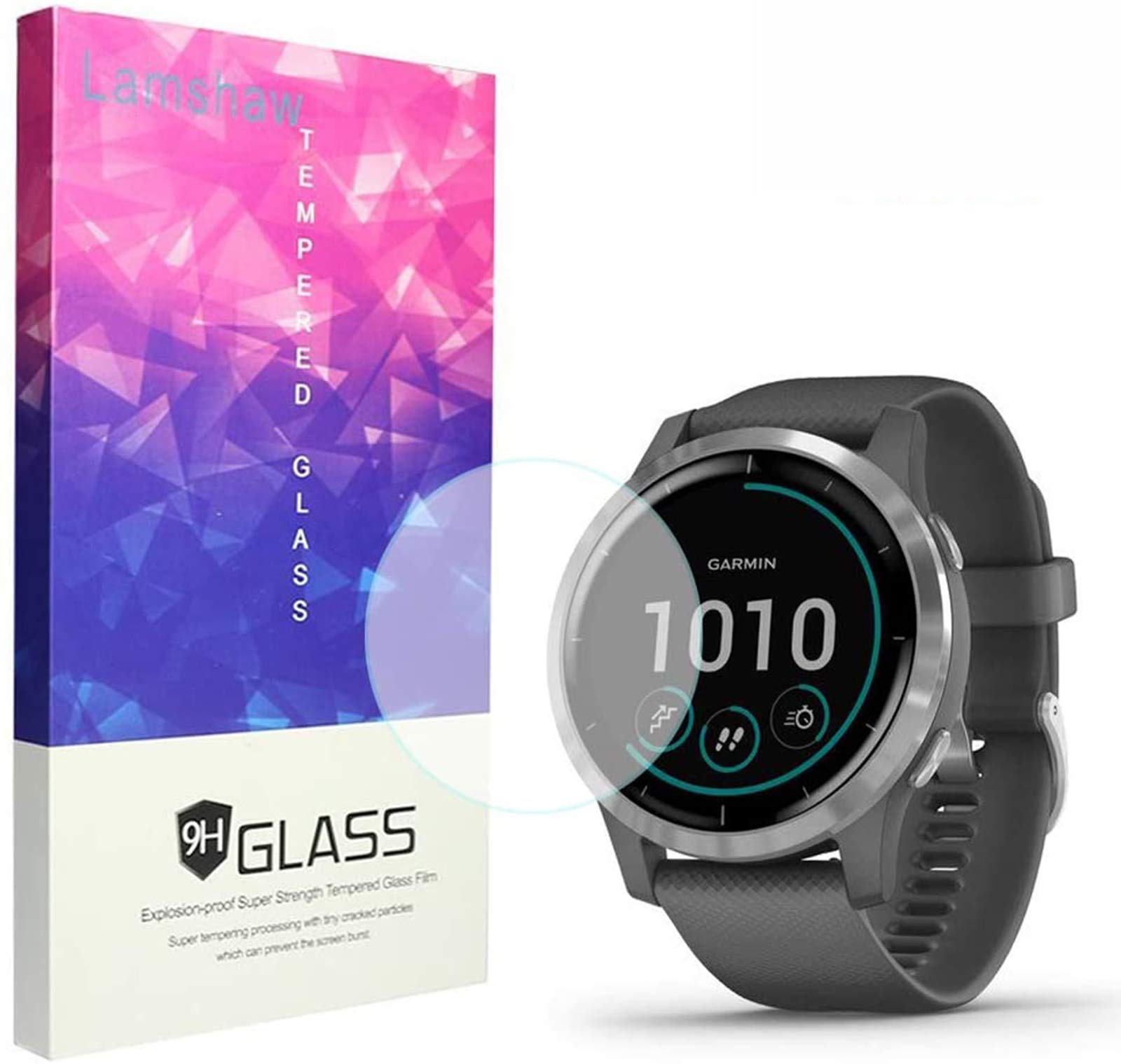 Compatible for Garmin Vivoactive 4 Screen Protector, Blueshaw 9H Tempered Glass Screen Protector Compatible for Garmin vívoactive 4 (45mm) Smartwatch (3 pack)