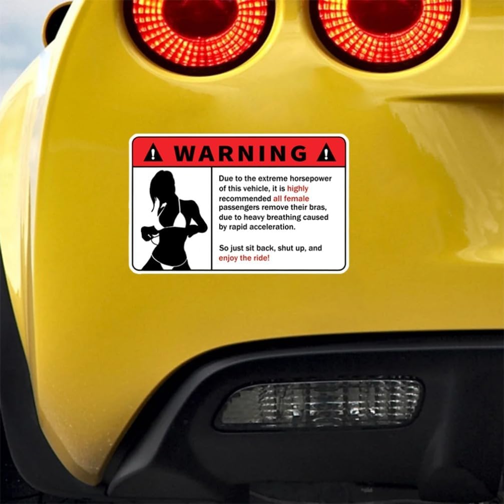 2pcs Warning Signs Car Stickers 5.12''x3.15'', Funny Waterproof Decal, Exterior Decorative Car Accessories, Used for Car, Motorcycle, Laptop, Van | CZ89 image 5