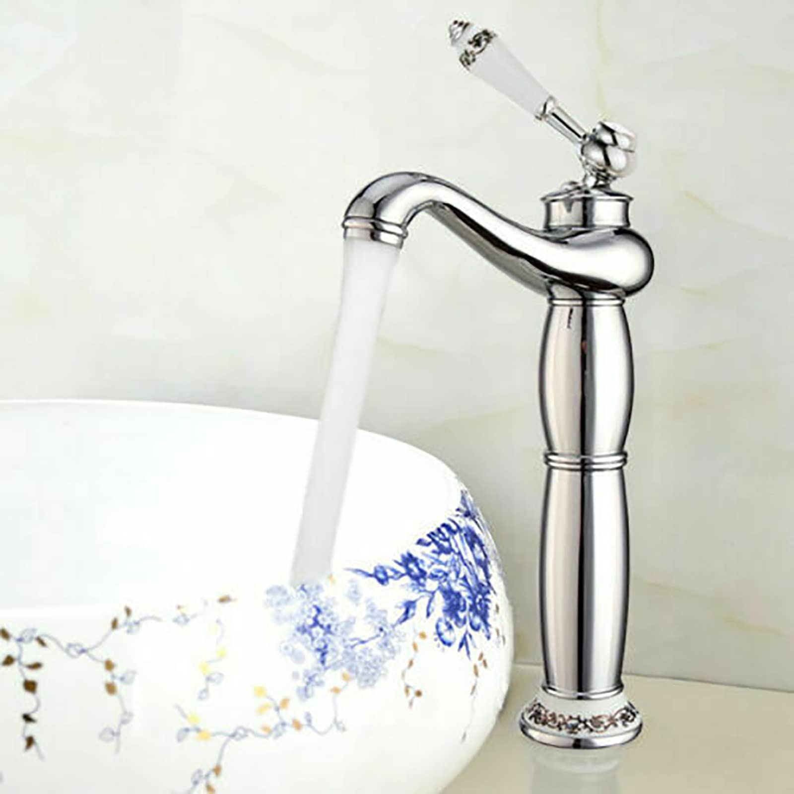 Retro armatura umywalkowa jednouchwytowa umywalka armatura armatura antyczny mosiądz bateria mieszakowa Faucet z 2 wężami przyłączeniowymi do łazienki, kuchni, srebrna