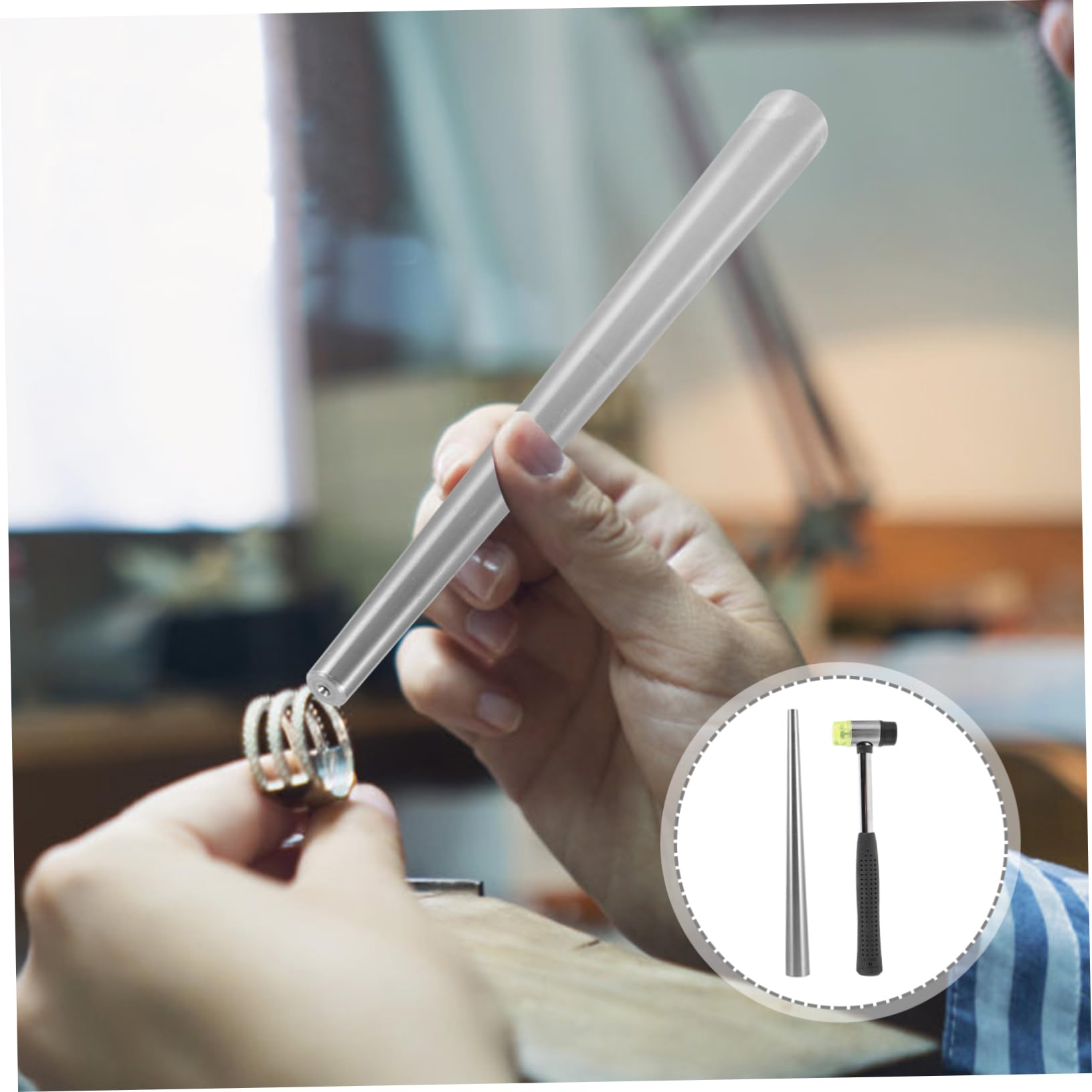 SEWACC Herramienta Ajustadora de Anillos de Acero Inoxidable para Modificar Tamaño y Forma, Adecuado para Mantenimiento de Joyas y Bricolaje de Anillos