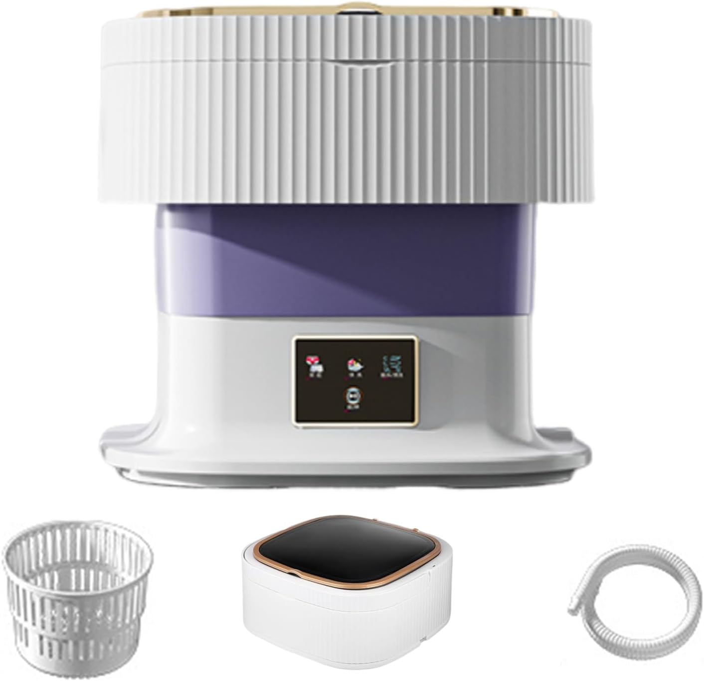 QUEENADA Mini Washing Machine - 11.5 Litre Foldable Washing Machine, UV sterilization, Puitable for Small Apartments, Dorm Rooms, Travel and Baby Laundry (Purple)