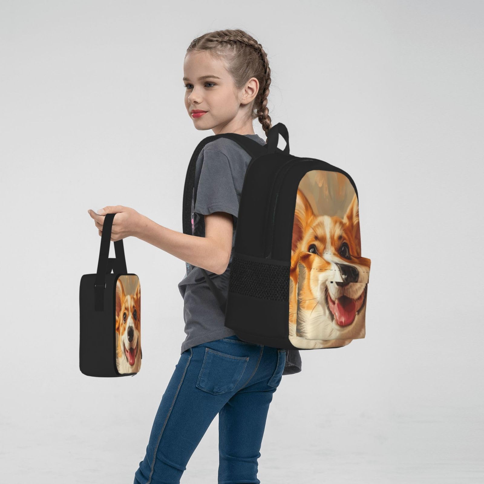 Zaino, borsa portapranzo, astuccio, set da 3 pezzi, per lavoro e