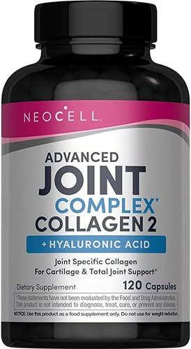 NeoCell Complejo articular con colágeno tipo 2 y ácido hialurónico, más glucosamina y condroitina, suplemento de salud articular, cápsula, 120