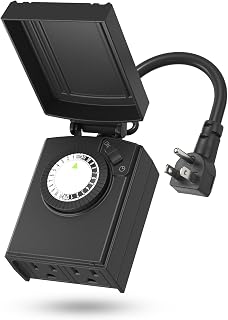 BN-LINK Heavy Duty Outdoor Mechanical Timer - Waterproof 24H Plug-in, 2 Grounded Outlets, 30-Min Intervals, 15A ETL Listed