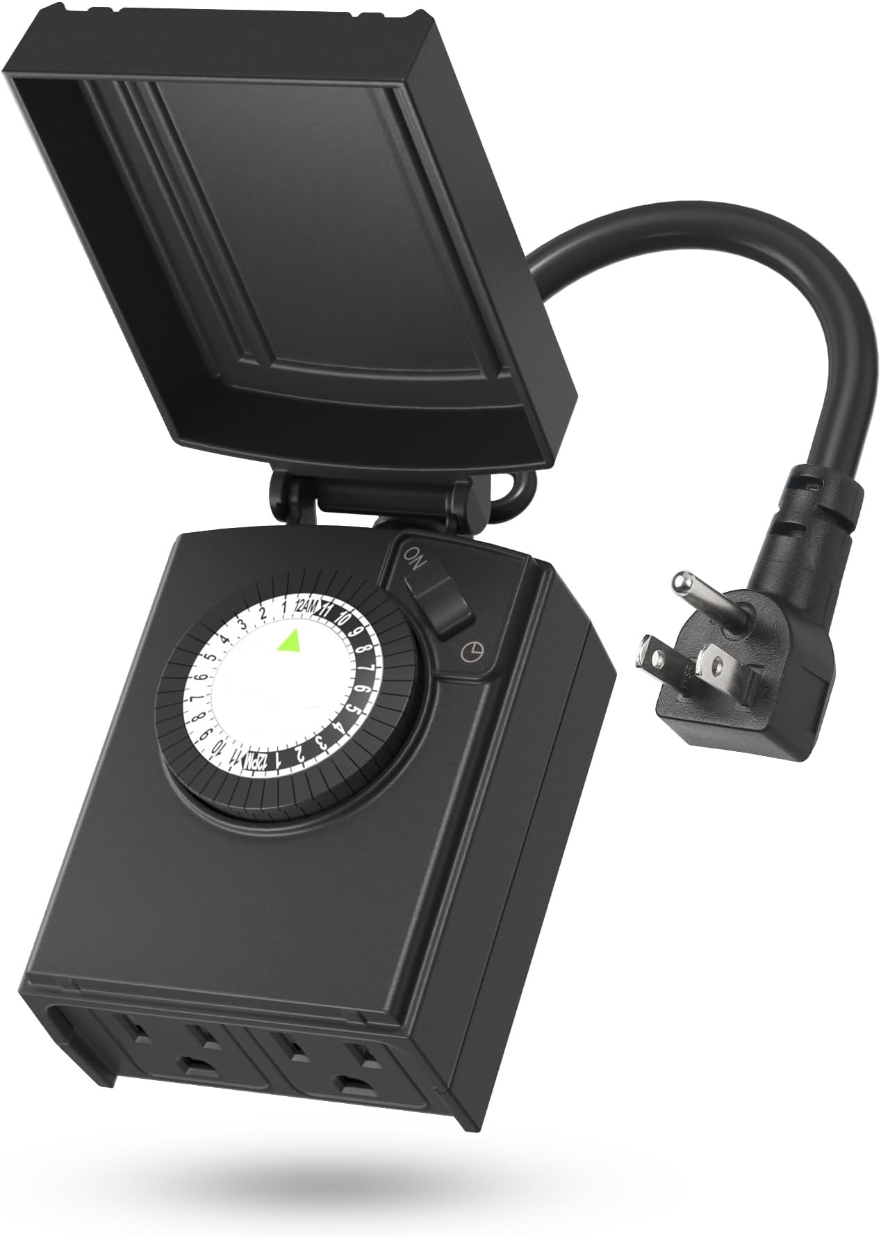 BN-LINK 24 Hour Heavy Duty Mechanical Timer, Outdoor Timer Outlet Waterproof with 30 Minutes Intervals, 2 Grounded Outlets for Christmas Lights Pool Pump,15A 1/2HP, ETL Listed