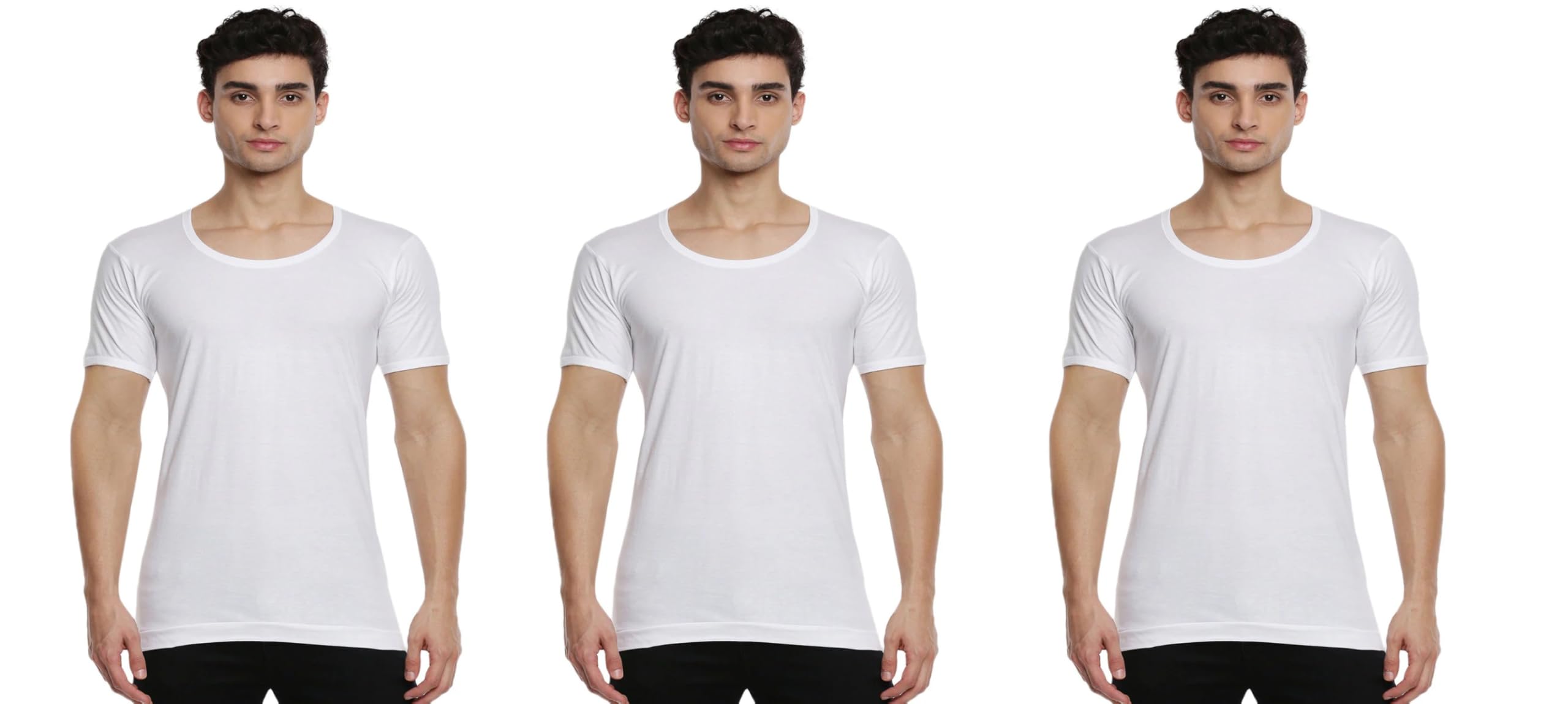 d1 different one Ultra Cotton Fine Plain White Half Sleeve Vests - Combo of 3-picture-40